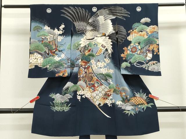 平和屋着物[]お宮参り　男の子　祝着　産着　初着　のしめ　鷹　松竹梅絵巻宝尽くし　暈し染め　金彩　逸品　CAAZ7192ze｜平和屋 16,614円