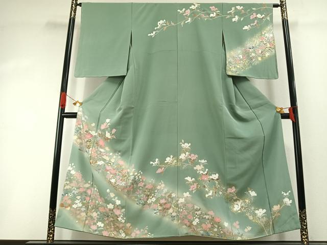 平和屋着物●訪問着　友禅　枝花文　暈し染め　金銀彩　正絹　逸品　未使用　AABI1571fy｜平和屋 20,306円