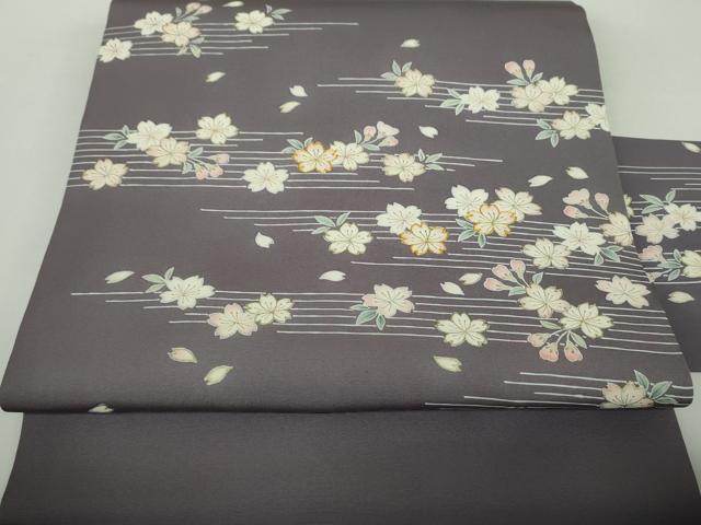 長閑やかさ屋お召しもの●日本の首都手描友禅 加納知之 塩瀬 九寸名古屋帯 駒刺しゅう 舞桜 金彩 半色 正絹 珠玉 DAAY1392ps