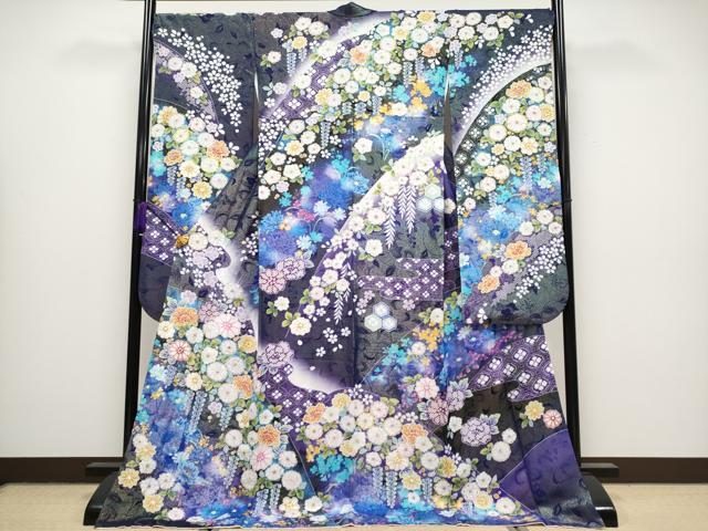 平和屋着物○豪華振袖 辻が花 絞り 暈し染め 金彩 正絹 逸品 AABB6367zg