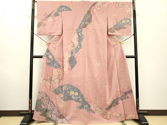 平和屋着物●十日町　名門　滝泰謹製　訪問着　絞り　辻が花　金彩　正絹　逸品　DABF2283fe｜平和屋