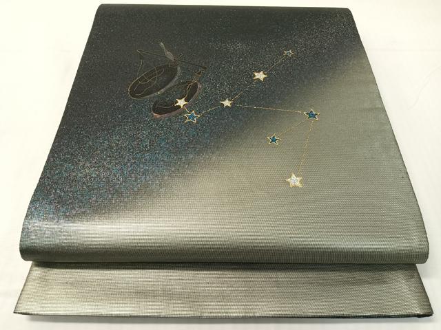 長閑やかさ屋御召しもの●螺鈿 膜鳴楽器柄袋帯 星辰 竿秤 現ナマ糸 正絹 珠玉 CABH4787vp
