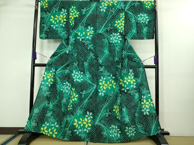 平和屋着物∴極上 夏物 浴衣 有松鳴海絞り 草花文 綿 逸品 DZAA20247kh5|平和屋
