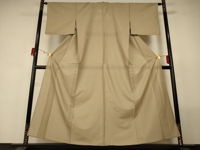 長閑やかさ屋御召しもの＊夏物 色無地 絽 よろけ縞紋紗 黄褐色 正絹 珠玉 AABG2026jd