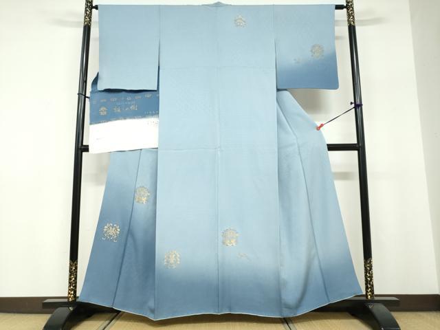 長閑やかさ屋御召しもの●短い訪問着 寿光織 生まれ落ちるの樹 暈し染め 金糸 反端付き添い人 正絹 珠玉 DABF1359ud