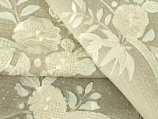 長閑やかさ屋御召しもの＊夏物 中国三大刺しゅう スワトウ刺しゅう 汕頭刺繍 総刺しゅう 短い訪問着 顕花植物 暈し染め 正絹 珠玉 未当て嵌める DABF3483op