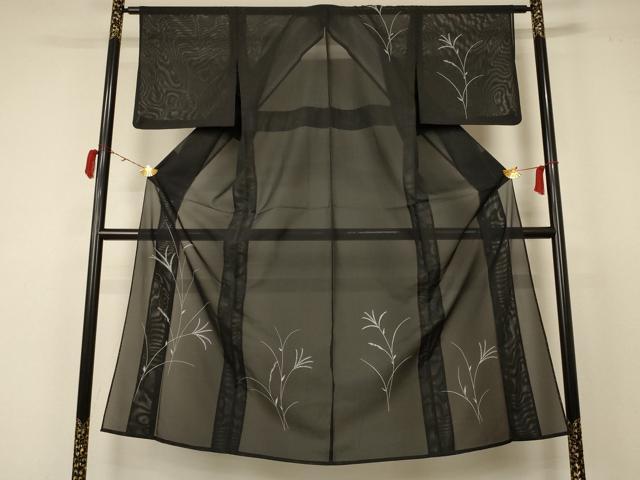 長閑やかさ屋御召しもの＊夏物 短い訪問着 絽 草葉文 洗える御召しもの AABC9364jd