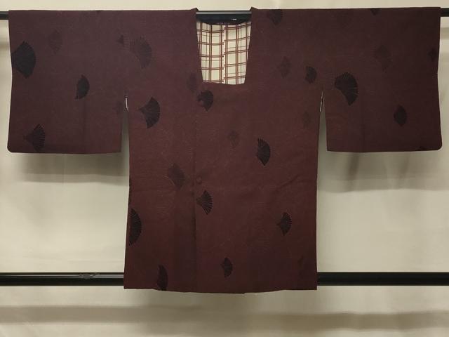 平和屋着物＃道行コート　輪奈ビロード　青海波　黒壇色　正絹　逸品　CABE5433in｜平和屋