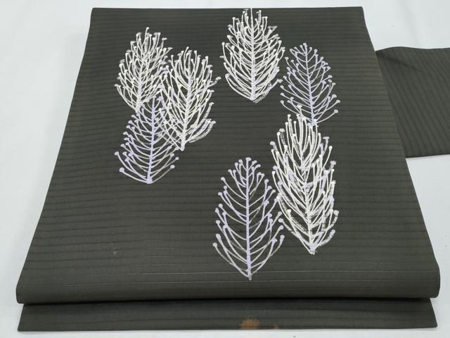 長閑やかさ屋御召しもの＊夏物 塩瀬 九寸名古屋帯 ろうけつ染 植物文 正絹 珠玉 CABH8017fb