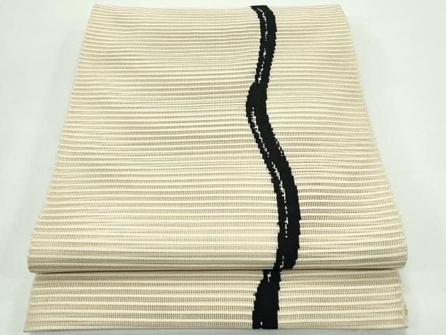 長閑やかさ屋お召しもの＊夏物 八寸名古屋帯 絽綴れ よろけ縞 正絹 珠玉 CABG7398rv