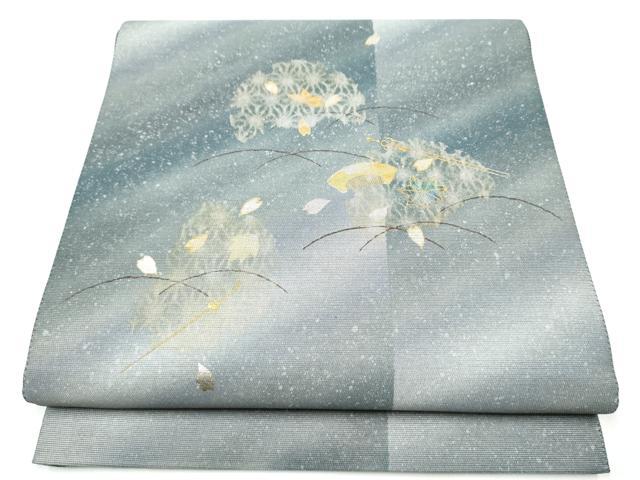 長閑やかさ屋御召しもの●膜鳴楽器柄袋帯 螺鈿箔 簪 櫛 雪輪舞花脣 現ナマ彩 やまと誂製 正絹 珠玉 CABH4907hy