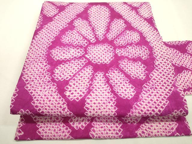 平和屋着物●アンティーク　大正ロマン　九寸名古屋帯　総絞り　立涌花文　正絹　逸品　DABD5836fe｜平和屋