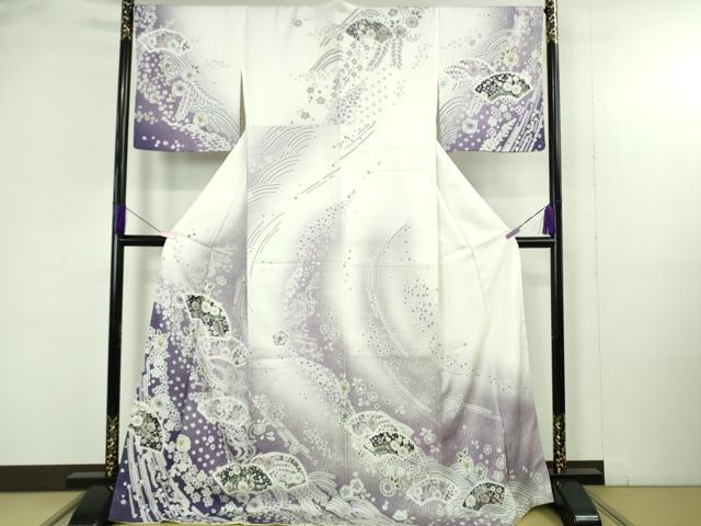 平和屋着物●極上　訪問着　辻が花　地紙　暈し染め　ロング丈　逸品　新品　DZAB4942kh6｜平和屋