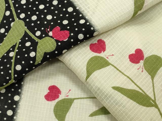 平和屋着物∴夏物 綿紅梅 浴衣 舞蝶草木間道 黒地 やまと誂製 綿 逸品 CABG4003gh|平和屋