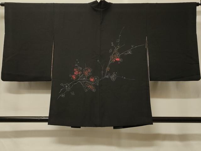 平和屋着物＃羽織　手描き　枝梅文　黒地　金彩　正絹　逸品　CABF9144in｜平和屋 11,232円