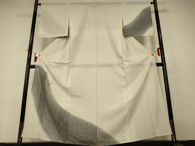 長閑やかさ屋御召しもの＊夏物 短い訪問着 絽 刺しゅう 顕花植物文 暈し染め 正絹 珠玉 AABI4789jd