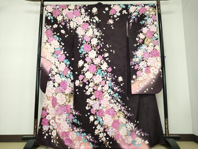 長閑やかさ屋御召しもの●晴れ晴れしい振袖 刺しゅう 伝達ルート石ころ 舞花文 暈し染め 現ナマ彩 正絹 珠玉 DABB4735ps