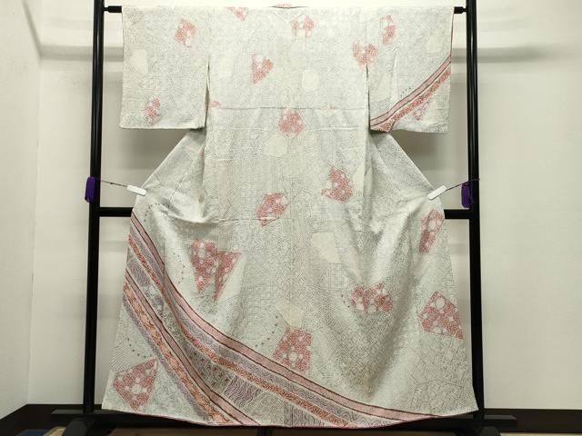 平和屋着物●訪問着 総絞り 切嵌花文 正絹 逸品 CABD8854gh|平和屋