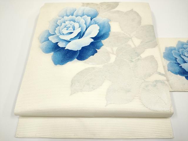 長閑やかさ屋お召しもの＊夏物 九寸名古屋帯 絽綴れ 枝花文 銀糸 正絹 珠玉 CABH6170tx