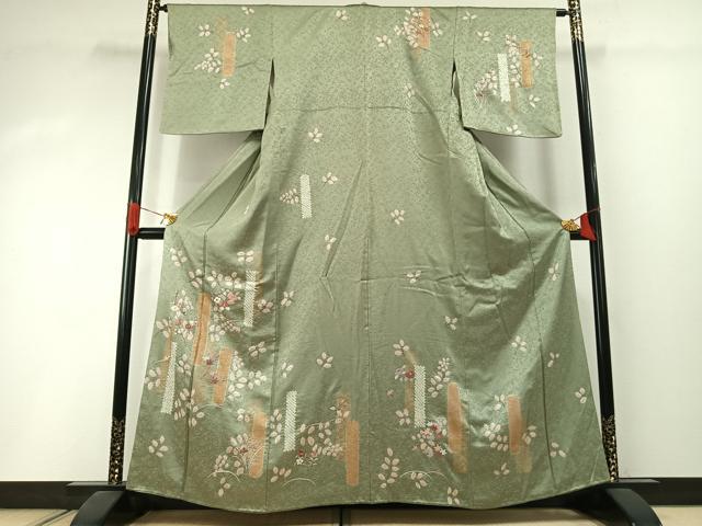平和屋着物●訪問着 絞り 刺繍 草花文 金糸 金彩 正絹 逸品 AABI1578fy|平和屋