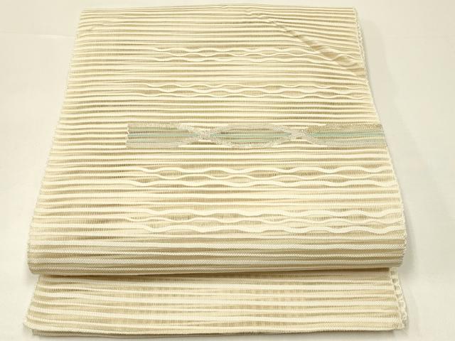 平和屋着物＊夏物 八寸名古屋帯 すくい織 幾何学文様 金銀糸 正絹 逸品 未使用 CABH5777rv｜平和屋 13,468円