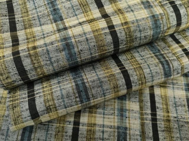 平和屋着物▽上質な紬　単衣　格子　正絹　逸品　AABI8057cs｜平和屋