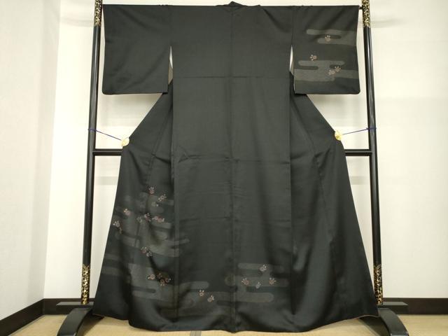 平和屋着物●洗える最高級着物　＜英＞はなぶさ謹製　訪問着　エ霞花文　黒地　金彩　AABG5859ck｜平和屋