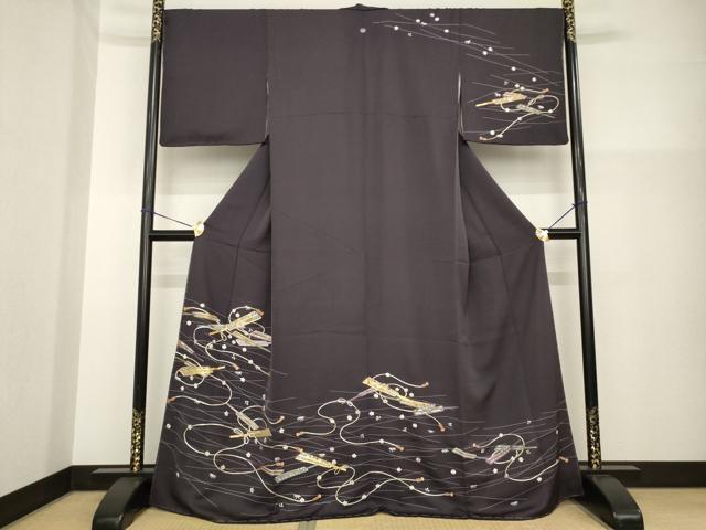 平和屋着物●訪問着　駒刺繍　扇面花文　正絹　逸品　未使用　AABG5869ck｜平和屋
