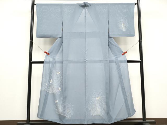 長閑やかさ屋御召しもの＊夏物 短い訪問着 絽 蛍 銀彩 正絹 珠玉 CABF2698tx