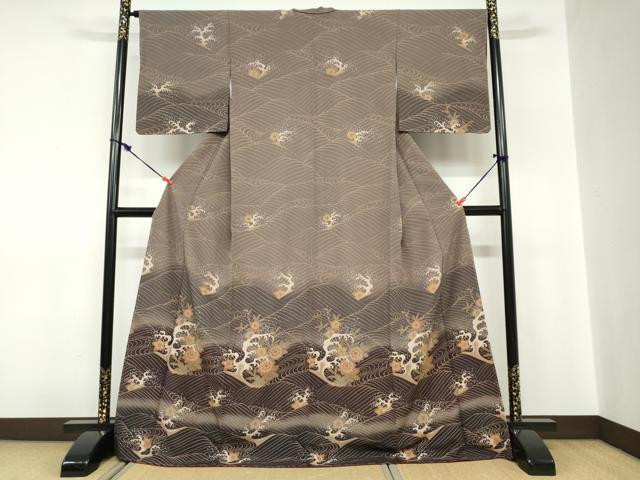 平和屋着物●訪問着　立波草花文　暈し染め　ロング丈　洗える着物　DABC2329ud｜平和屋