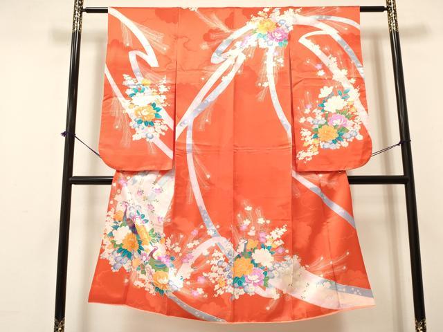 平和屋着物[]七五三　女の子　７歳　祝着　四つ身　駒刺繍　孔雀花文　逸品　DAAY3312ma｜平和屋