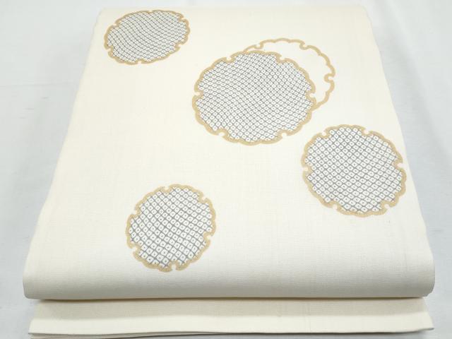 長閑やかさ屋お召しもの＊夏物 膜鳴楽器柄袋帯 雪輪重ね鹿の子文 金彩 正絹 珠玉 CABH8198fb