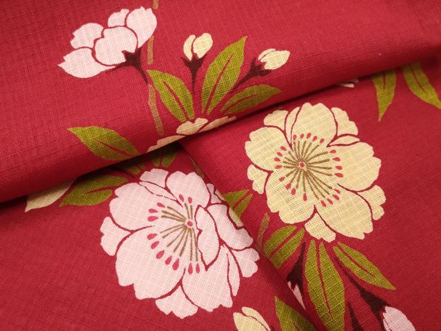 平和屋着物&there4;夏物 綿紅梅 浴衣 枝桜文 綿 逸品 CABG4023gh｜平和屋