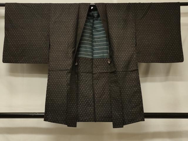 長閑やかさ屋御召しもの＃羽織 舞葉文 黒地 正絹 珠玉 CABE5305インチ