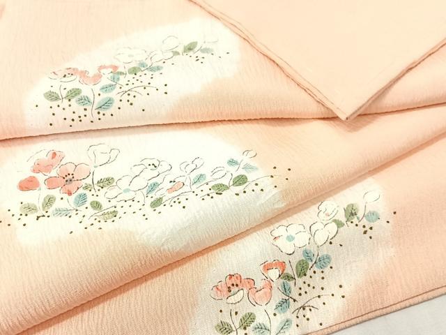長閑やかさ屋御召しもの●長襦袢 袷 絞り 墨付き 西洋紙花文 正絹 珠玉 未当て嵌める CABG7746vp