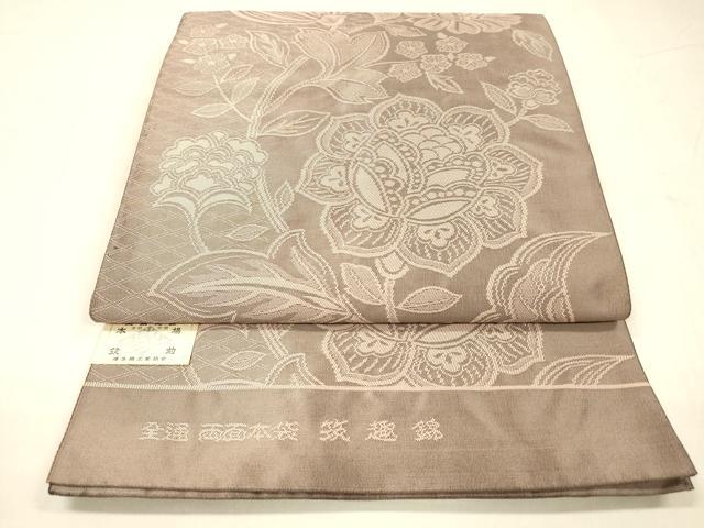 平和屋着物●本場筑前博多織　両面　全通柄　本袋帯　筑趣錦　更紗花文　菱文　証紙付き　正絹　逸品　DABE6193cm｜平和屋