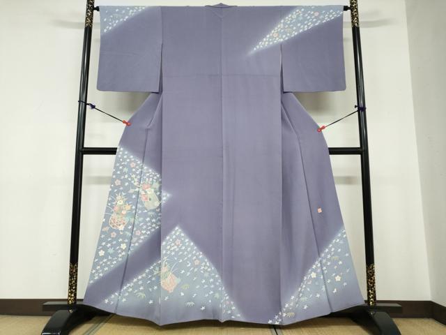 平和屋着物●本加賀友禅作家　野崎徳勝　訪問着　花籠文　暈し染め　正絹　逸品　DABC2195ud｜平和屋
