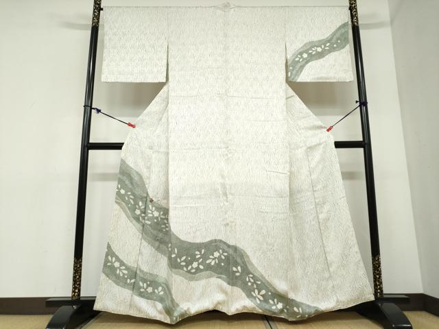 平和屋着物●訪問着　刺繍　杢目絞り　流水舞花文　金彩　健勝苑扱い　正絹　逸品　DABC2351ud｜平和屋 27,885円