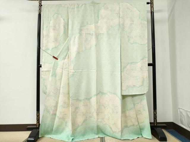 長閑やかさ屋お召しもの●晴れ晴れしい振袖 総絞り 舞花文 正絹 珠玉 未当て嵌める CABE2338yc レディースファッション-和服-着物