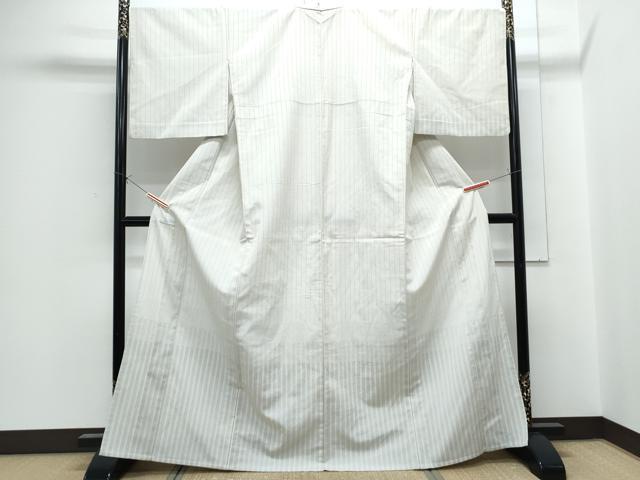 長閑やかさ屋御召しもの▽本塩沢 短い訪問着 単衣 110亀甲 縞  正絹 珠玉 CABG2515th