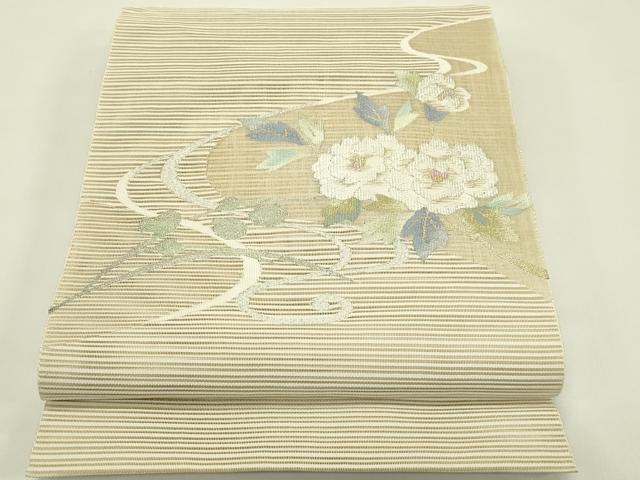 長閑やかさ屋お召しもの＊夏物 八寸名古屋帯 絽綴れ 名取り草 現ナマ糸 正絹 珠玉 CABH5799rv