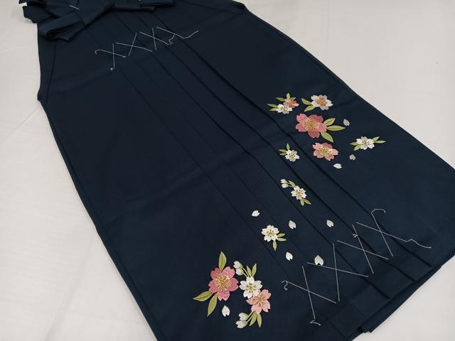 長閑やかさ屋御召しもの●行灯袴 刺しゅう 夜桜 洗える御召しもの 未当て嵌める AABG6540ph