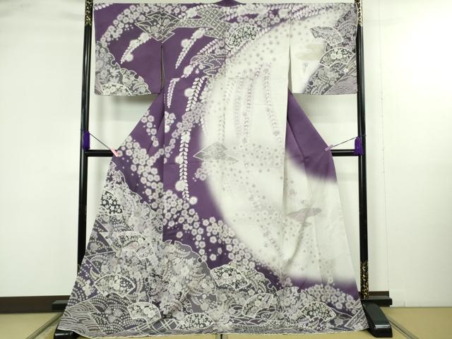 平和屋着物●極上　訪問着　辻が花　雪輪　地紙　暈し染め　ロング丈　逸品　新品　DZAB4945kh6｜平和屋