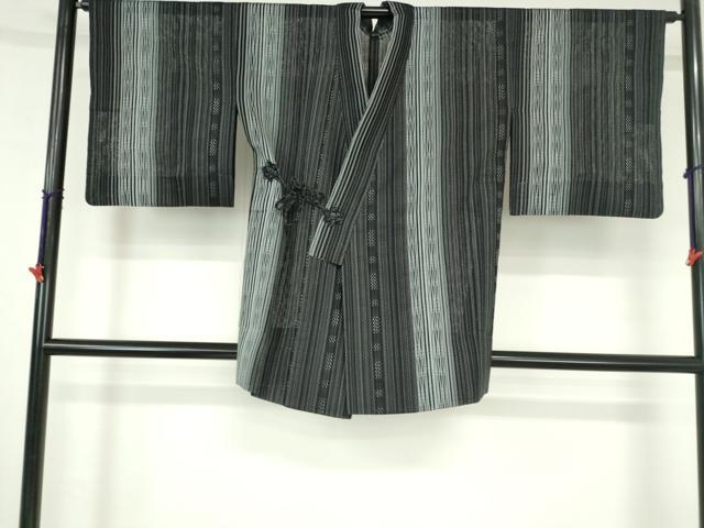平和屋着物▽道中着 スリーシーズン 春夏秋 塵除け 縞 黒地 さが美扱い 正絹 逸品 DABH0208op|平和屋