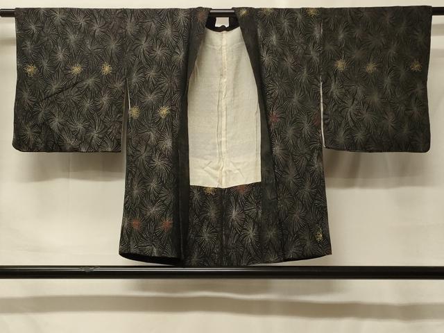 平和屋着物＃羽織　寿光織　乱菊　黒地　金銀糸　正絹　逸品　CABF9148in｜平和屋