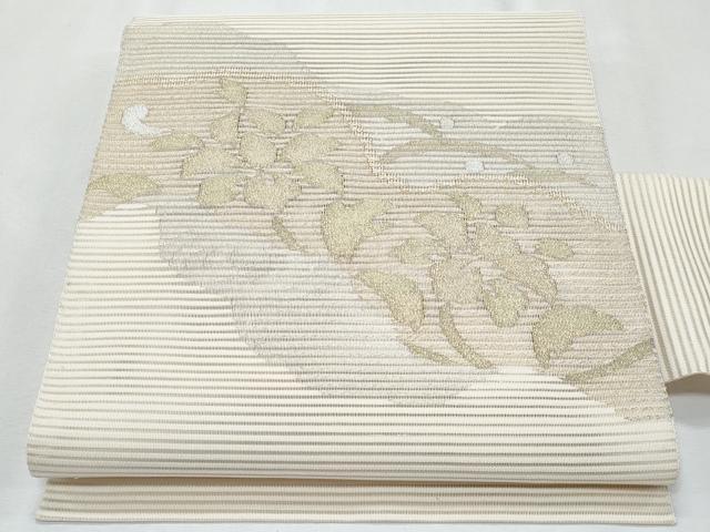 長閑やかさ屋お召しもの＊夏物 八寸名古屋帯 絽綴れ 枝花文 現ナマ糸 正絹 珠玉 CABH8010fb