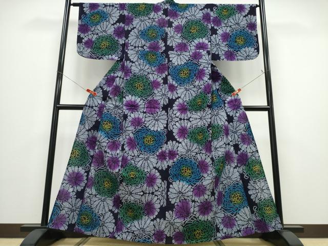平和屋着物∴夏物 浴衣 注染 手染め 手縫い 舞菊尽くし 綿 逸品 CABD2785ng