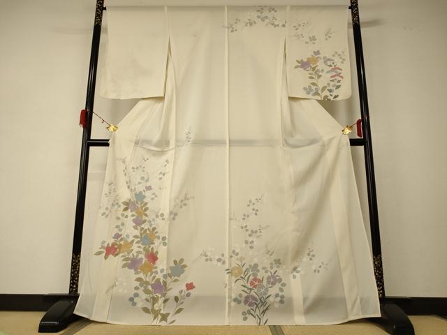 長閑やかさ屋御召しもの＊夏物 短い訪問着 絽 被子植物文 銀彩 正絹 珠玉 未当て嵌める AABD6588jd