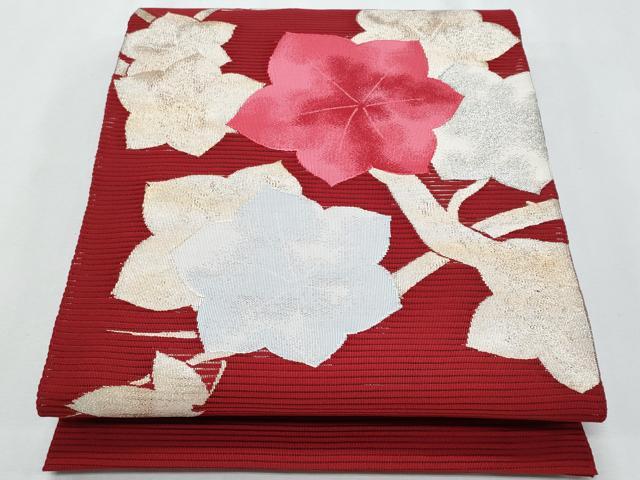 長閑やかさ屋お召しもの＊夏物 八寸名古屋帯 絽綴れ 枝花文 現ナマ糸 三越取りまわし 正絹 珠玉 CABH8011fb