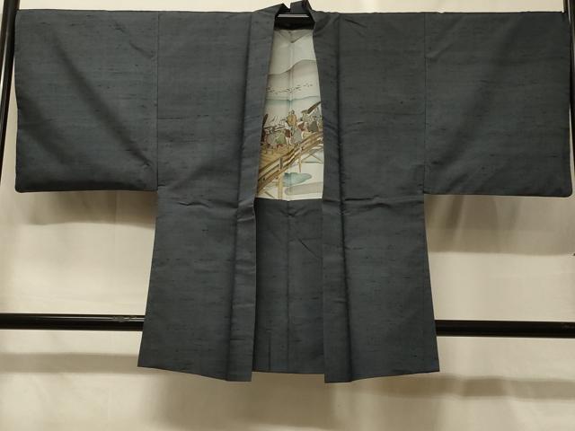 平和屋着物＃男性　羽織　紬地　鈍色　正絹　逸品　CABG8024in｜平和屋